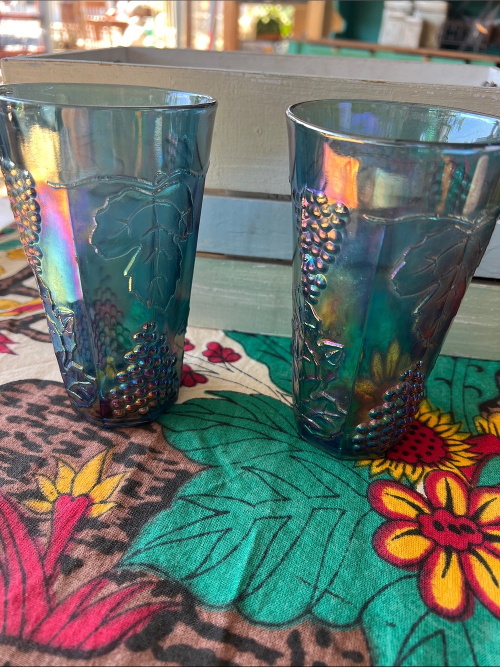 Iridescent Grape Pattern Tumbler Pair - Teal Blue